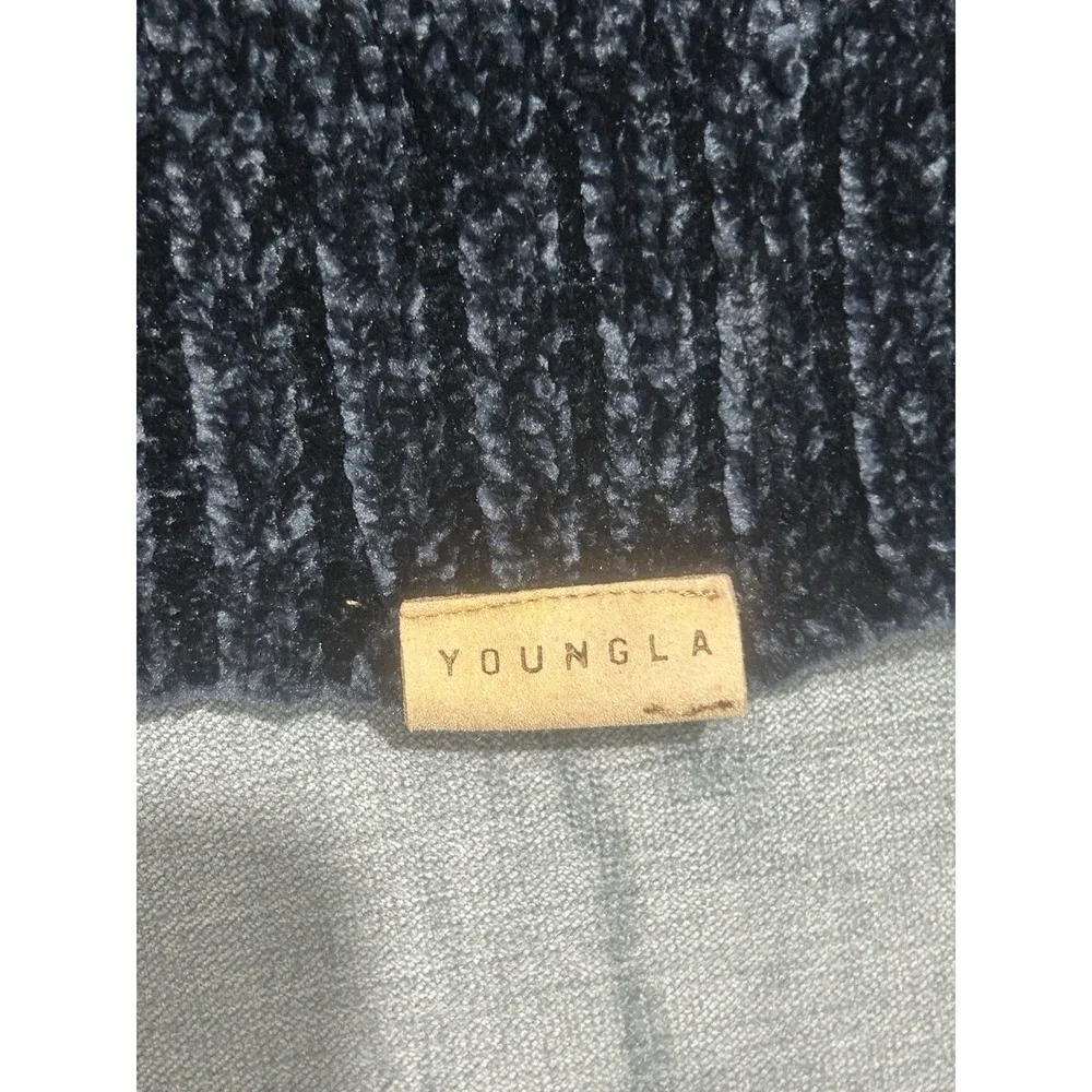 YOUNGLA Women's Navy Blue‎ 1/4 Zip Pullover Sweater Size L Boxy Casual Stretch
